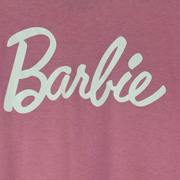 Barbie Pink Oversized T-Shirt XL Logo Graphic Tee Cotton Blend Retro Look Casual - Picture 4 of 10